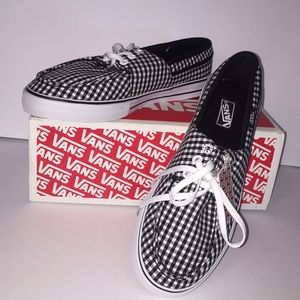 Vans black &white tie up shoes. NEW W/ TAGS & BOX!